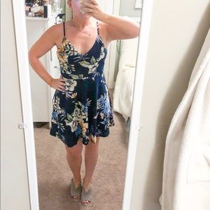 Navy tropical floral dress